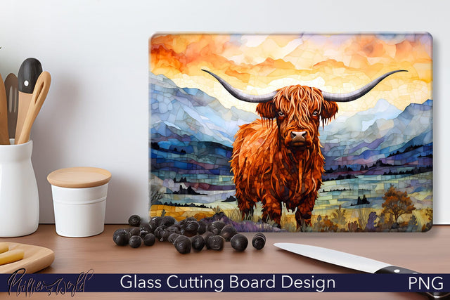 Glass Cutting Board | Highland cow Sublimation Pfiffen's World 