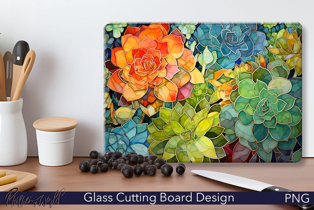 Glass Cutting Board | Succulents Sublimation Pfiffen's World 