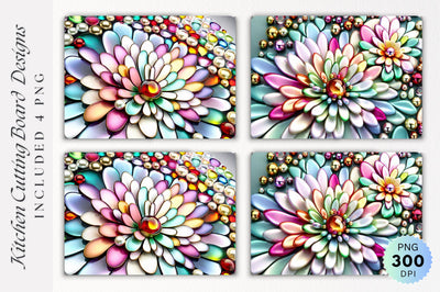 Glass Pearl Flower Cutting Board PNG Design Sublimation Regulrcrative 
