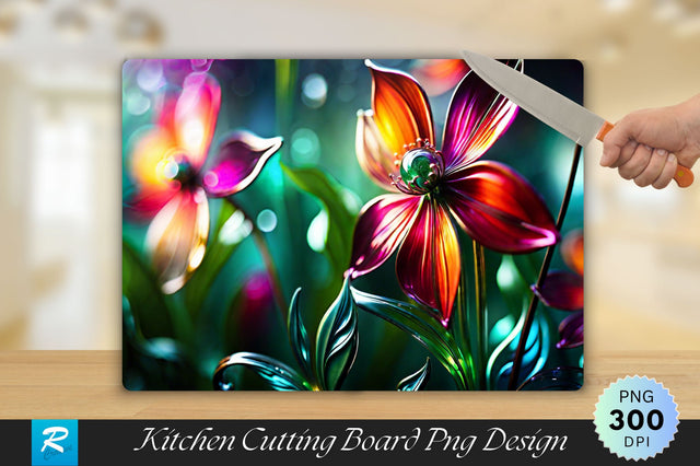 Glass Wall Flowers Art Cutting Board Sublimation Regulrcrative 