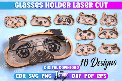 Glasses Holder Laser Cut Bundle | Eyeglass Stand | Animal Design | CNC File SVG The T Store Design 