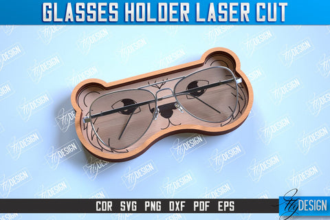 Glasses Holder Laser Cut Bundle | Eyeglass Stand | Animal Face | CNC File SVG Fly Design 