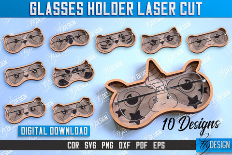 Glasses Holder Laser Cut Bundle | Eyeglass Stand | Animal Face | CNC File SVG Fly Design 