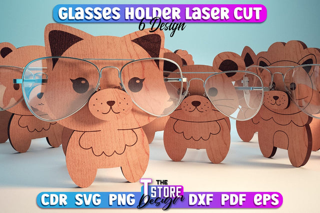 Glasses Holder Laser Cut Design Bundle | Wooden Holder Design | CNC File SVG The T Store Design 