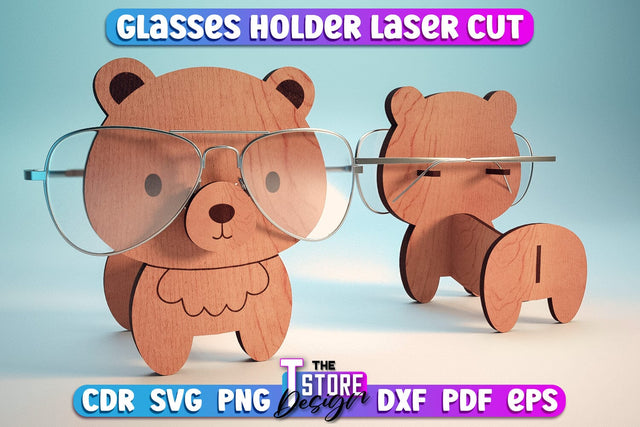 Glasses Holder Laser Cut Design | Wooden Holder Design | CNC File SVG The T Store Design 