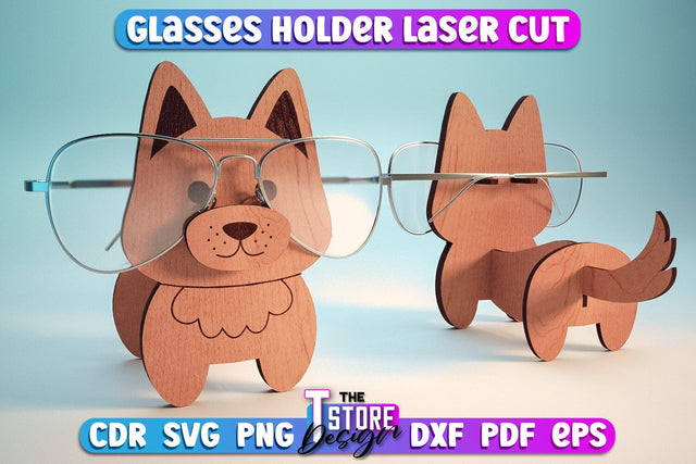 Glasses Holder Laser Cut Design | Wooden Holder Design | CNC File SVG The T Store Design 