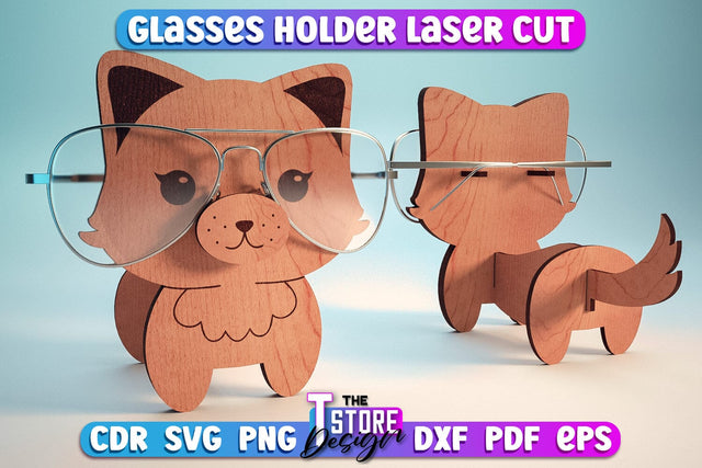 Glasses Holder Laser Cut Design | Wooden Holder Design | CNC File SVG The T Store Design 