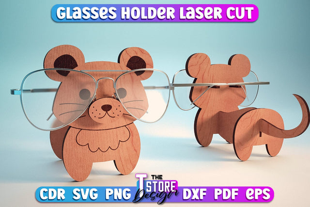 Glasses Holder Laser Cut Design | Wooden Holder Design | CNC File SVG The T Store Design 
