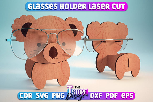 Glasses Holder Laser Cut Design | Wooden Holder Design | CNC File SVG The T Store Design 