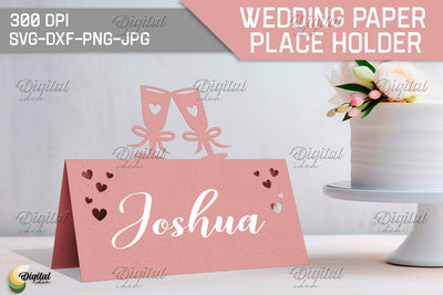 Glasses SVG. Wedding Paper Place Holder. Name Card 3D Paper Evgenyia Guschina 