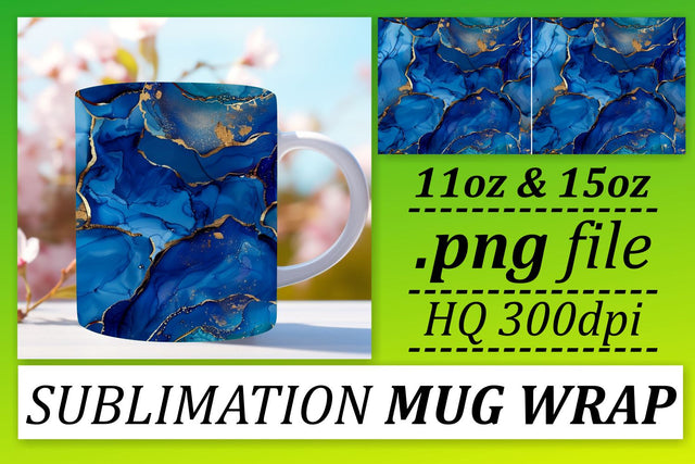Gleaming Marble Design Mug Wrap, Sublimation, 11oz 15oz Sublimation afrosvg 