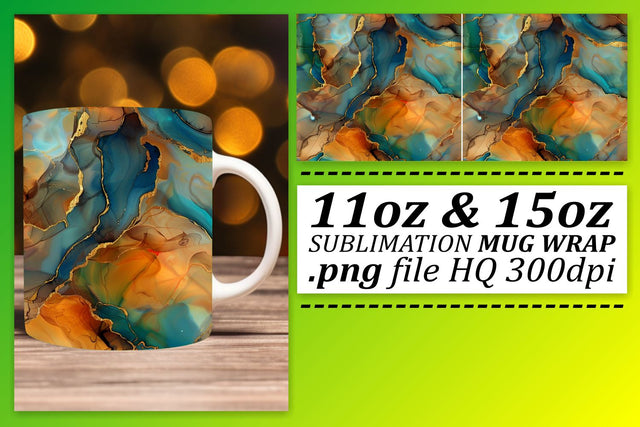 Glistening Marble Texture Mug Wrap, Sublimation, 11oz 15oz Sublimation afrosvg 
