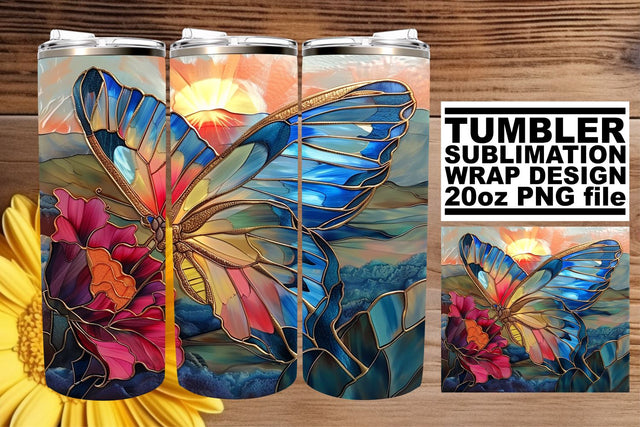 Glitter 3D Butterfly Tumbler Art Sublimation afrosvg 