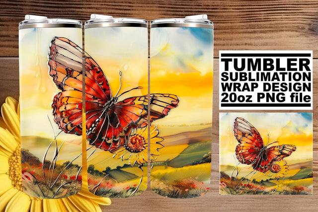 Glitter 3D Butterfly Tumbler Art Sublimation afrosvg 