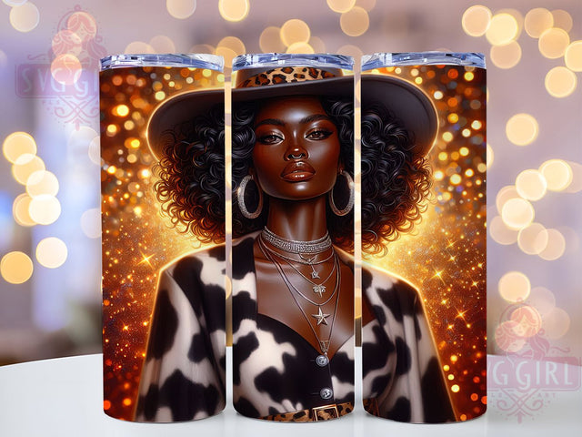 Glitter Afro Cowgirl Tumbler, Western Style, Glitter Design, Cowgirl Art, Tumbler Wrap, Sublimation Design, 20oz Tumbler Sublimation SvggirlplusArt 