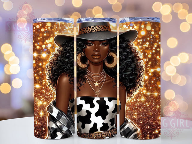 Glitter Afro Cowgirl Tumbler, Western Style, Glitter Design, Cowgirl Art, Tumbler Wrap, Sublimation Design, 20oz Tumbler Sublimation SvggirlplusArt 