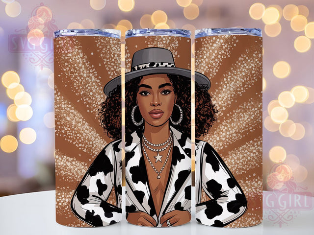 Glitter Afro Cowgirl Tumbler, Western Style, Glitter Design, Cowgirl Art, Tumbler Wrap, Sublimation Design, 20oz Tumbler Sublimation SvggirlplusArt 