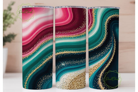 Glitter Agate Tumbler Wrap 20oz Sublimation PixelChick 