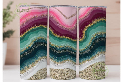 Glitter Agate Tumbler Wrap 20oz Sublimation PixelChick 