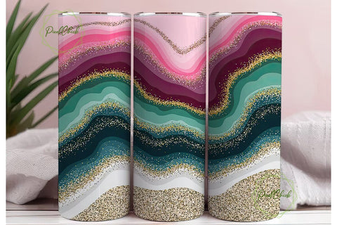 Glitter Agate Tumbler Wrap 20oz Sublimation PixelChick 