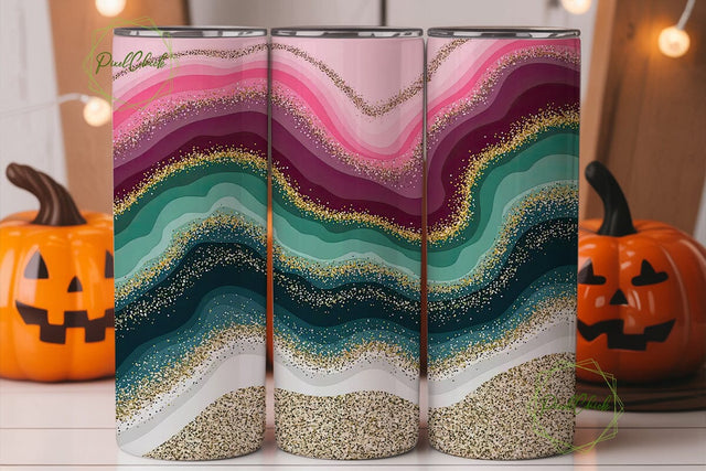 Glitter Agate Tumbler Wrap 20oz Sublimation PixelChick 