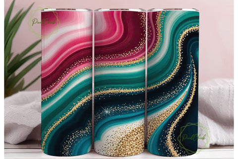 Glitter Agate Tumbler Wrap 20oz Sublimation PixelChick 