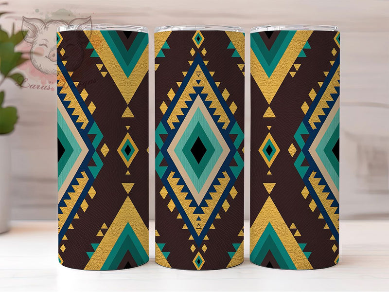 Glitter Aztec Western Tumbler, Southwest Style, Leather Texture, Glitter Effect, Tribal Design, Boho Western Theme, Rustic Chic, Tumbler Wrap, Sublimation Design, 20oz Tumbler Sublimation Lara' s Designs 