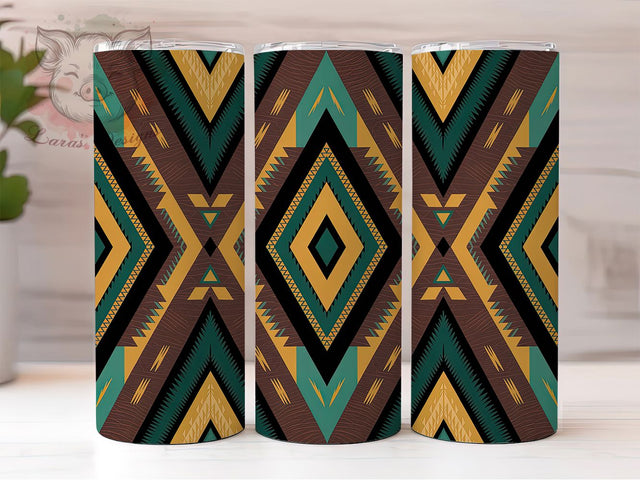 Glitter Aztec Western Tumbler, Southwest Style, Leather Texture, Glitter Effect, Tribal Design, Boho Western Theme, Rustic Chic, Tumbler Wrap, Sublimation Design, 20oz Tumbler Sublimation Lara' s Designs 