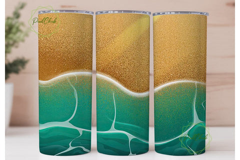 Glitter Beach 20oz Tumbler Wrap Sublimation PixelChick 