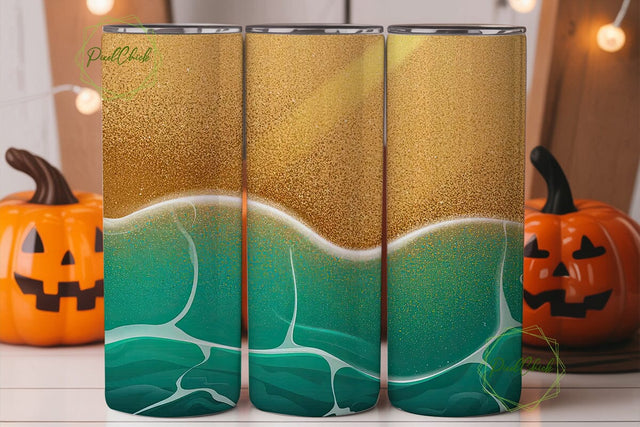 Glitter Beach 20oz Tumbler Wrap Sublimation PixelChick 