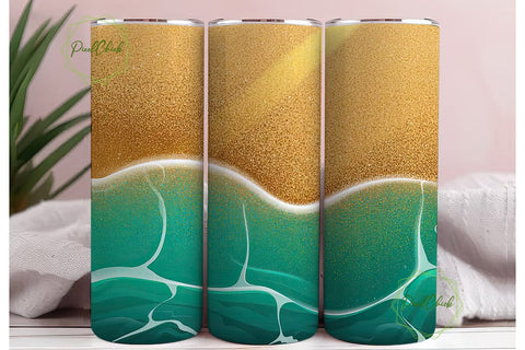 Glitter Beach 20oz Tumbler Wrap Sublimation PixelChick 