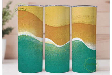Glitter Beach 20oz Tumbler Wrap Sublimation PixelChick 