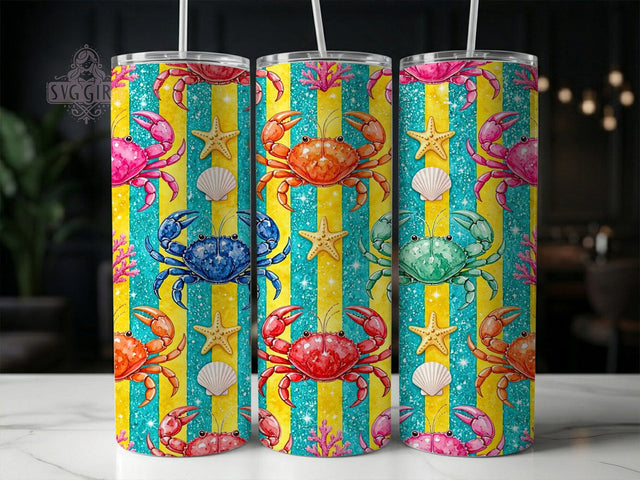 Glitter Beach Crabs 20oz Tumbler, Glitter Beach Crabs, Beach Crabs, Glitter Crabs, Crab Tumbler, 20oz Tumbler, Beach Tumbler, Tumbler Wrap Sublimation SvggirlplusArt 