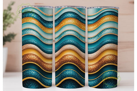 Glitter Beach Waves 20oz Tumbler Wrap Sublimation PixelChick 