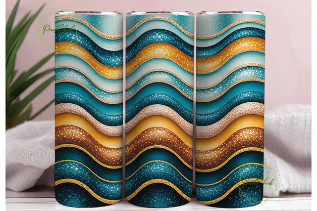 Glitter Beach Waves 20oz Tumbler Wrap Sublimation PixelChick 