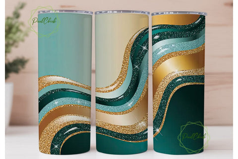Glitter Beach Waves 20oz Tumbler Wrap Sublimation PixelChick 