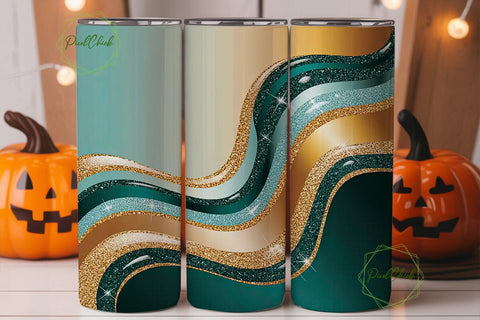 Glitter Beach Waves 20oz Tumbler Wrap Sublimation PixelChick 