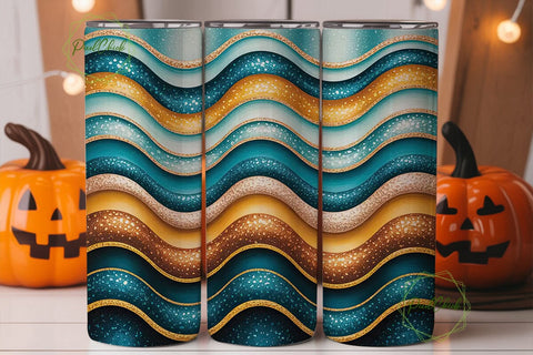 Glitter Beach Waves 20oz Tumbler Wrap Sublimation PixelChick 