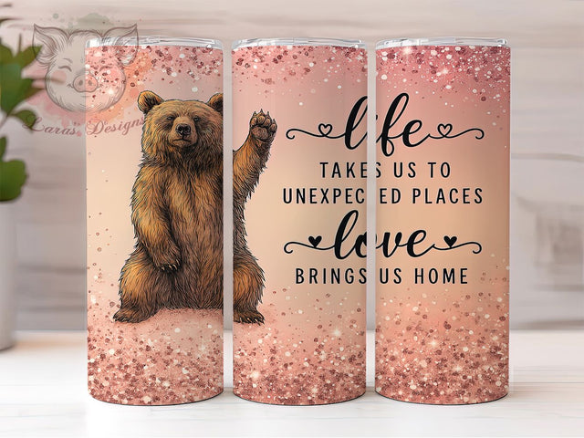 Glitter Bear Inspirational Tumbler, Inspirational Tumbler, Love Quote Tumbler, 20oz Tumbler Sublimation, Uplifting Tumbler Design, Motivational Tumbler, Home Tumbler Wrap Sublimation Lara' s Designs 