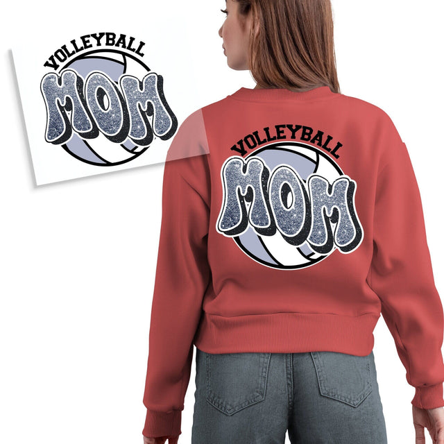 Glitter Black and Silver Volleyball Mom DTF Transfer Physical So Fontsy T-Shirt Iron-On Transfer Shop