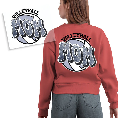 Glitter Black and Silver Volleyball Mom DTF Transfer Physical So Fontsy T-Shirt Iron-On Transfer Shop