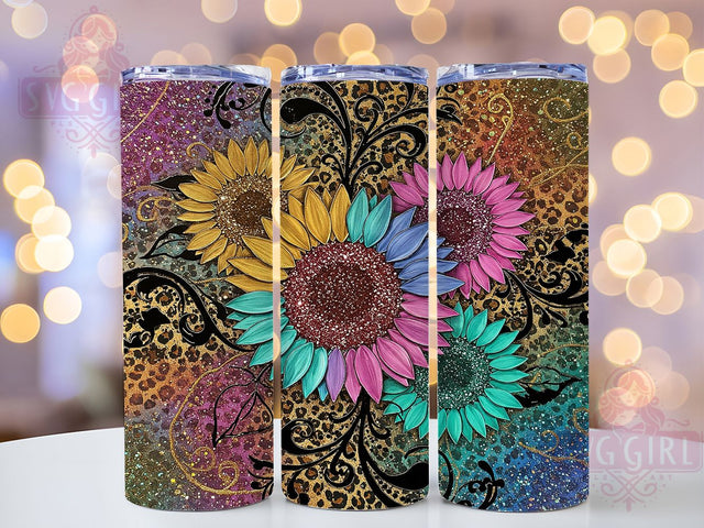 Glitter Boho Sunflower Tumbler Wrap, Sunflower Tumbler Wrap, 20oz Sublimation Tumbler, Sparkly Floral Tumbler, Yellow Flower Tumbler, Rustic Sunflower Design, Boho Sunflower Tumbler Sublimation SvggirlplusArt 