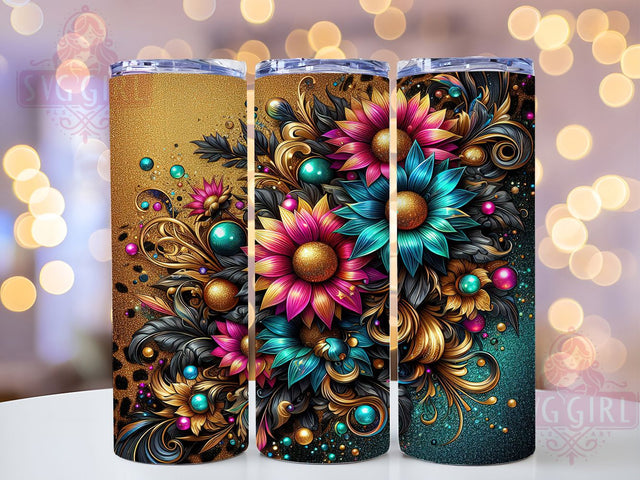 Glitter Boho Sunflower Tumbler Wrap, Sunflower Tumbler Wrap, 20oz Sublimation Tumbler, Sparkly Floral Tumbler, Yellow Flower Tumbler, Rustic Sunflower Design, Boho Sunflower Tumbler Sublimation SvggirlplusArt 