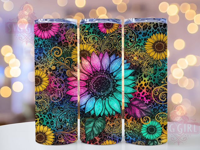 Glitter Boho Sunflower Tumbler Wrap, Sunflower Tumbler Wrap, 20oz Sublimation Tumbler, Sparkly Floral Tumbler, Yellow Flower Tumbler, Rustic Sunflower Design, Boho Sunflower Tumbler Sublimation SvggirlplusArt 