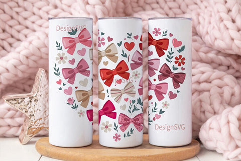 Glitter Bows & Hearts 20oz Tumbler Wrap Sublimation DesignSVG 