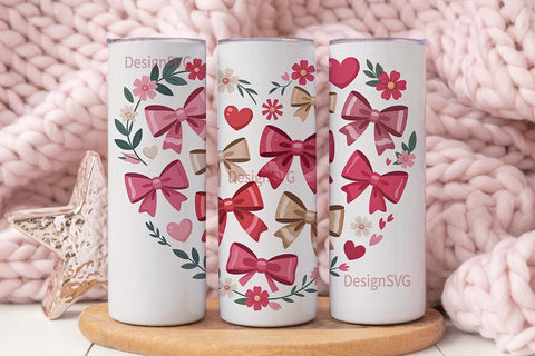 Glitter Bows & Hearts 20oz Tumbler Wrap Sublimation DesignSVG 
