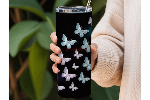 Glitter Butterfly 20oz Tumbler Wrap Sublimation DesignSVG 