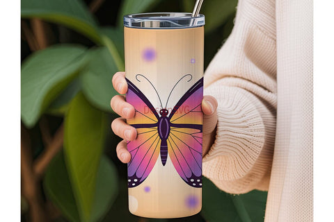 Glitter Butterfly 20oz Tumbler Wrap Sublimation DesignSVG 