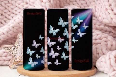 Glitter Butterfly 20oz Tumbler Wrap Sublimation DesignSVG 
