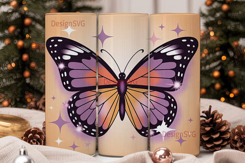 Glitter Butterfly 20oz Tumbler Wrap Sublimation DesignSVG 